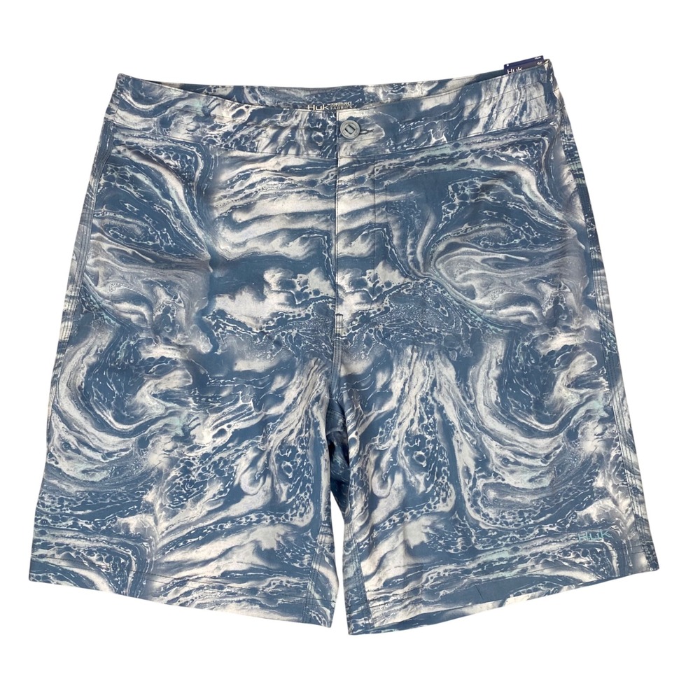 Huk Pursuit Stone Shore Marble Performance Boardshorts Mens 36 Blue NEW‎